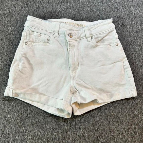 American Eagle Outfitters Pants - American Eagle Shorts Women's Size 0 White Mom Shorts Stretch High Waisted